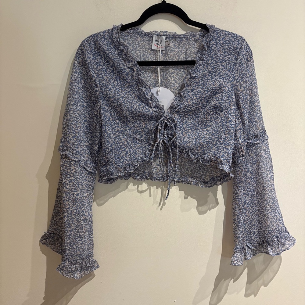Princess Polly Caylan Top Blue Floral Size 4 NWT